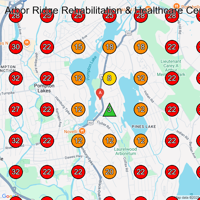 Arbor Ridge Rehabilitation & Healthcare Center GeoGrid visibility map for Nursing Home in Allendale